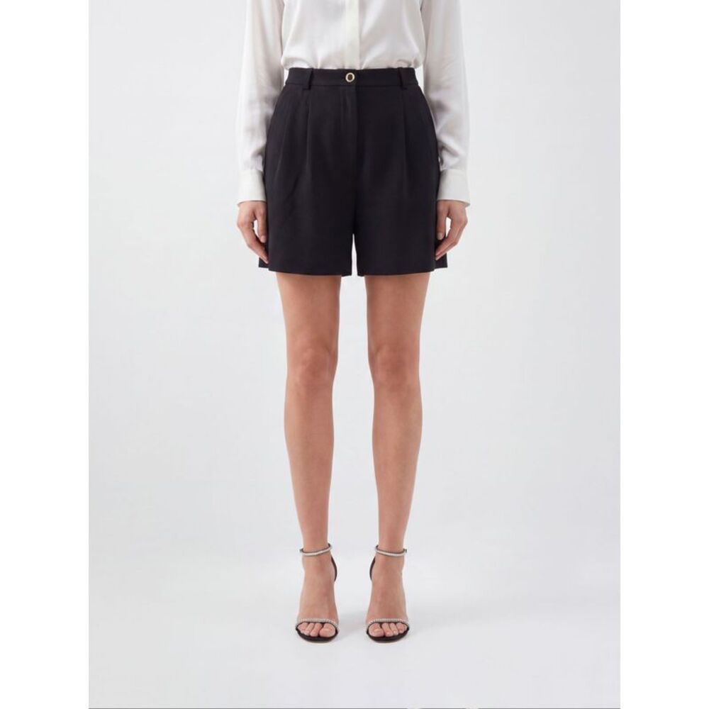 Alessandra Rich Women Alessandra Rich Mid-Rise Pleated Wool-Blend Shorts